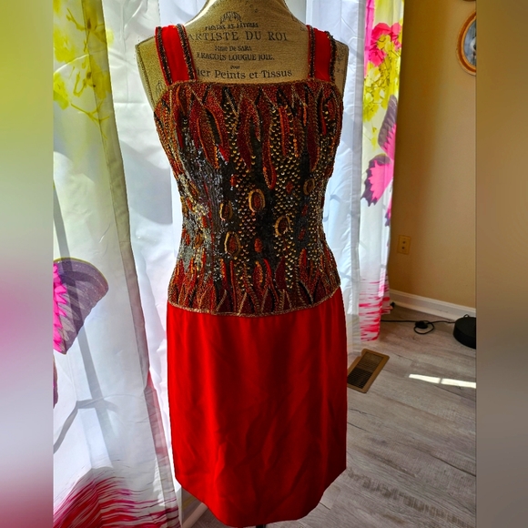 Ann Lawrence Vintage Glam beaded Sequin Dress Cocktail Party 6/8 - Picture 2 of 16